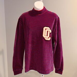 OPENING CEREMONY Insane Stripe Velour Varsity Logo Mockneck Shirt Sz XS NWT $400